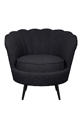 купить Низкое кресло ракушка Pearl Black Boucle на черных ножках в Санкт-Петербурге