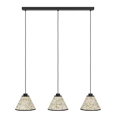 купить стильные 43943 Люстра OXPARK, 3X25W (E27), L920, B220, H1100, сталь, черный / текстиль с листьями бамбука, белый, зеленый в Санкт-Петербурге