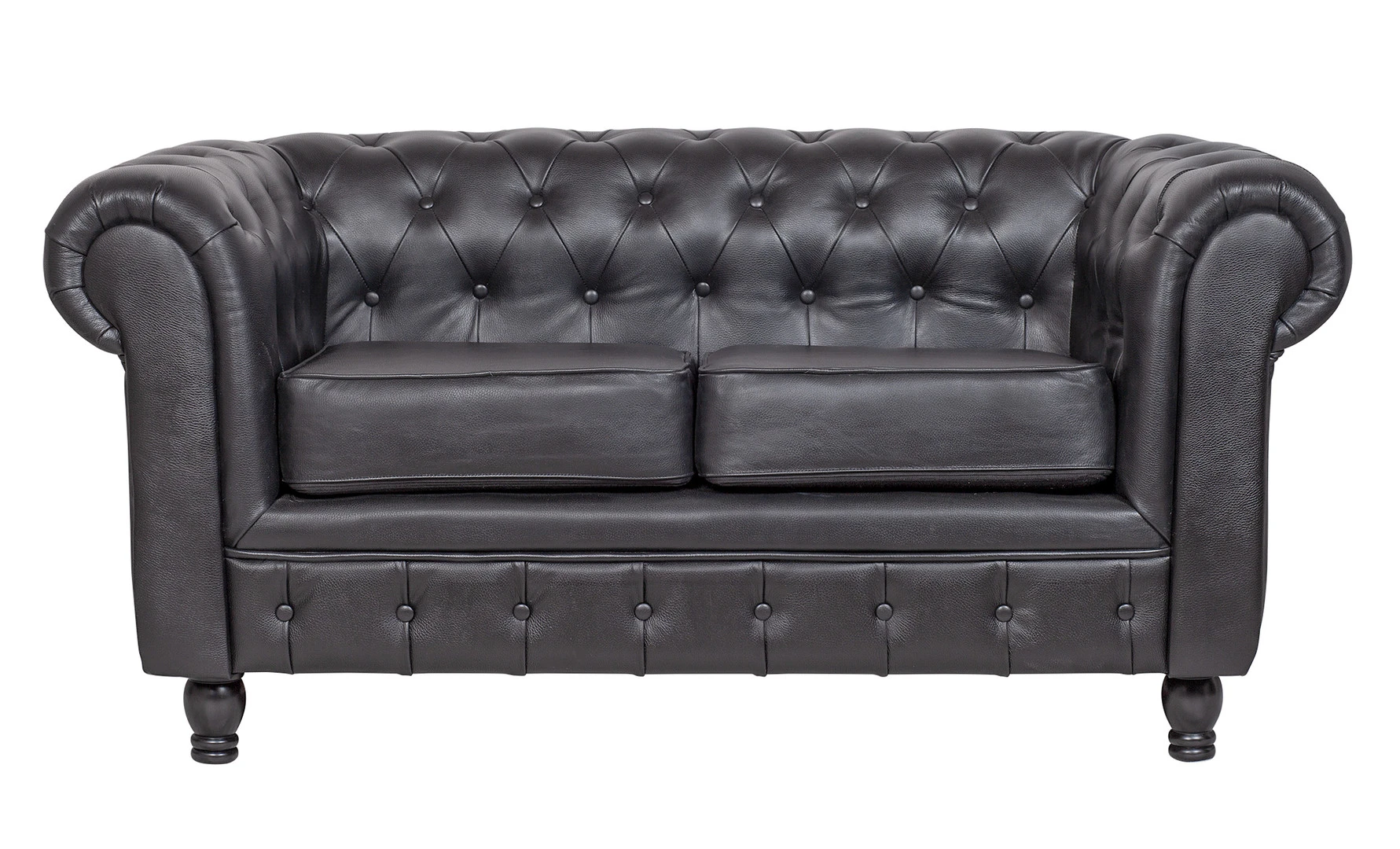 купить стильный Диван из черной кожи Chesterfield Black Leather 2S в Санкт-Петербурге