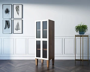 Шкаф-витрина "Andersen" с рифлеными стеклами арт AN14WH в интерьере в Санкт-Петербурге