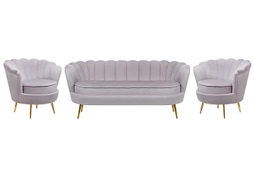 красивый Комплект кресел и дивана ракушка Pearl Triple Grey на заказ в Санкт-Петербурге