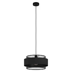 43668 Подвесной потолочный светильник (люстра) BAZELY, 1Х40W, E27, H1100, ?400, сталь/текстиль, черн в Санкт-Петербурге