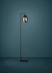 купить 390256 Торшер с ножным выключателем ESTANYS, 1X40 (E27), H1715, сталь, черный/стекло, коричневый полупрозрачный в Санкт-Петербурге
