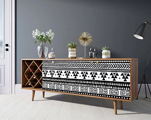 стильный Комод "Berber" удлиненный с бутылочницей 19 принт арт BB15/Print_19 на заказ в Санкт-Петербурге