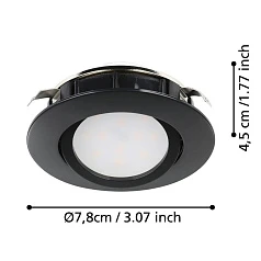 900749 Комплект встраиваемых светильников диммируемых PINEDA, 3X5,5W (LED), 3000K, ?84, пластик, черный на заказ в Санкт-Петербурге