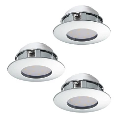 95822 Комплект светодиодных встраиваемых светильников PINEDA, 3х6W(LED), ?78, IP44, пластик, хром в Санкт-Петербурге