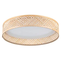 красивые 900464 Потолочный светильник LUPPINERIA, LED 24W, 2500lm, H80, ?380, сталь, пластик, белый/дерево, коричневый на заказ в Санкт-Петербурге