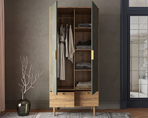 купить красивый Шкаф двухстворчатый  с ящиками "Line" R26/browngrey в Санкт-Петербурге