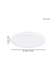 фото 97279 Светодиодный накладной светильник FUEVA 1 диммир., 27W(LED), 3400lm, ?600, H30, алюминий, белый в интерьере в Санкт-Петербурге