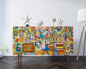 купить красивый Комод "Berber" с двумя дверками и ящиками принт 1 арт BB17/Print_01 в Санкт-Петербурге