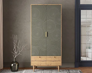 купить красивый Шкаф двухстворчатый  с ящиками "Line" R26/browngrey в Санкт-Петербурге