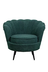 Низкое кресло ракушка Pearl зеленый Boucle на черных ножках в Санкт-Петербурге