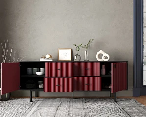 красивый Комод две дверки и четыре ящика "Emerson" арт EM19/red/L в Санкт-Петербурге
