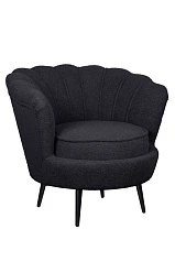 Низкое кресло ракушка Pearl Black Boucle на черных ножках в Санкт-Петербурге