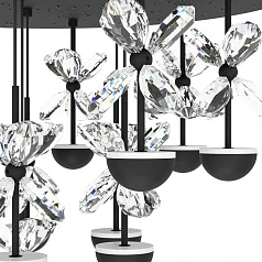 390275 Люстра диммируемая PIANOPOLI 2, 15X1,8W (LED), 3000K, 3600lm, ?500, сталь, черный/переливающееся стекло, прозрачный в Санкт-Петербурге