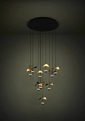 заказать стильные 390339 Люстра диммируемая DRACERA, 10X2,3W (LED), 3000K, 2800lm, ?580, сталь, черный/сталь, черный, золотой в Санкт-Петербурге