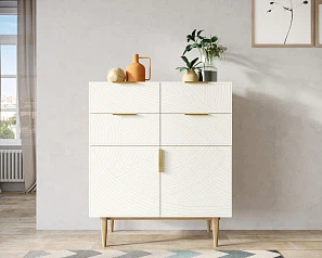 Большой комод с четырьмя ящиками и дверками "Line" LN17/GR1/beige в интерьере в Санкт-Петербурге