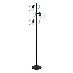 заказать 900179 Торшер LURONE, 3x10W, E27, L205, B50, H1600, основание: ?250, сталь, черный, латунь в Санкт-Петербурге