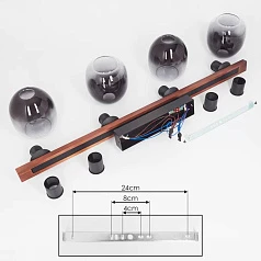 900185 Потолочный светильник FILAGO, 4x40W, E27, L880, B145, H250, сталь, дерево, черный, коричневый/стекло, темно-серый полупрозрачный в Санкт-Петербурге