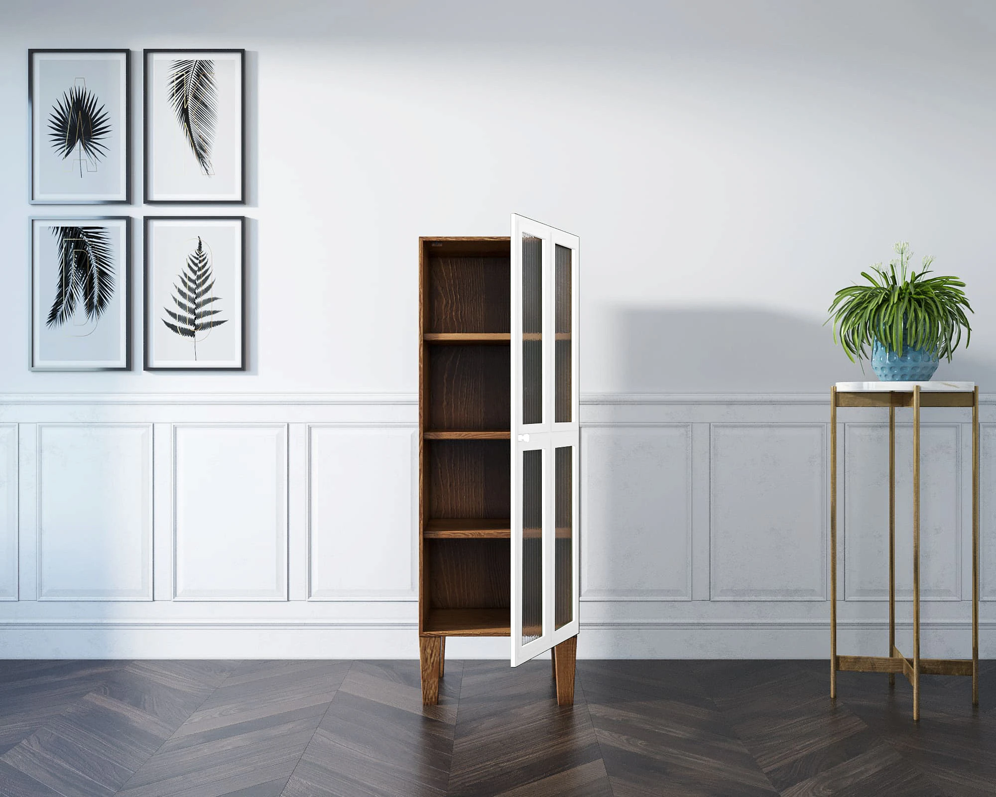 купить Шкаф-витрина "Andersen" с рифлеными стеклами арт AN14WH в интернет-магазине в Санкт-Петербурге