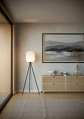 фото 44104 Торшер BELGRAVE, 1x60W(E27), сталь, черный, бумага, белый в интерьере в Санкт-Петербурге