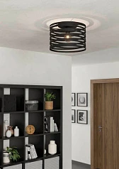 купить 900164 Потолочный светильник CREMELLA, 1x60W, E27, H260, ?370, сталь, черный в Санкт-Петербурге