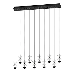 купить 390278 Люстра диммируемая PIANOPOLI 2, 10X2,3W (LED), 3000K, 2800lm, L870, B120, H1500, сталь, черный/переливающееся стекло, прозрачный в интернет-магазине в Санкт-Петербурге