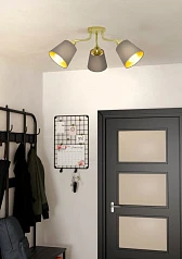 купить стильные 31534 Люстра потолочная MASERLO, 3X60(Е27), металл, кремово-золотой/текстиль, капучино в интернет-магазине в Санкт-Петербурге