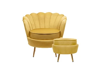 Кресло с пуфом ракушка Pearl Yellow в Санкт-Петербурге