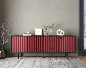 красивый Комод две дверки и четыре ящика "Emerson" арт EM19/red/L в Санкт-Петербурге