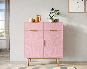 фото Большой комод с четырьмя ящиками и дверками "Line" LN17/GR1/pink в Санкт-Петербурге