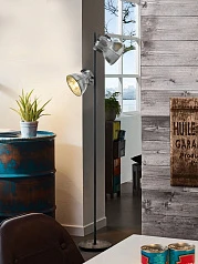 49722 Торшер BARNSTAPLE с ножн. выкл., 2х40W (E27), H1580, основа ?270, дерево, сталь, патина в интерьере в Санкт-Петербурге