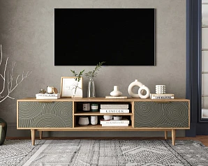 купить Комод "Line" с нишей низкий под TV R27/browngrey в Санкт-Петербурге
