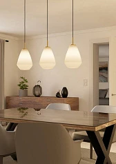 купить красивые 900813 Люстра CAPRAROLA, 3X40W (E27), L900, B200, H1100, сталь, матовая латунь / матовое стекло, песочный в интернет-магазине в Санкт-Петербурге