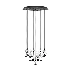 красивые 390277 Люстра диммируемая PIANOPOLI 2, 15X1,8W (LED), 3000K, 3600lm, ?500, сталь, черный/переливающееся стекло, прозрачный в интернет-магазине в Санкт-Петербурге