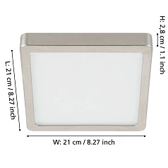 заказать 900594 Накладной светильник диммируемый FUEVA 5, 17W (LED), 3000K, L210, B210, H28, сталь, матовый никель / пластик, белый в Санкт-Петербурге