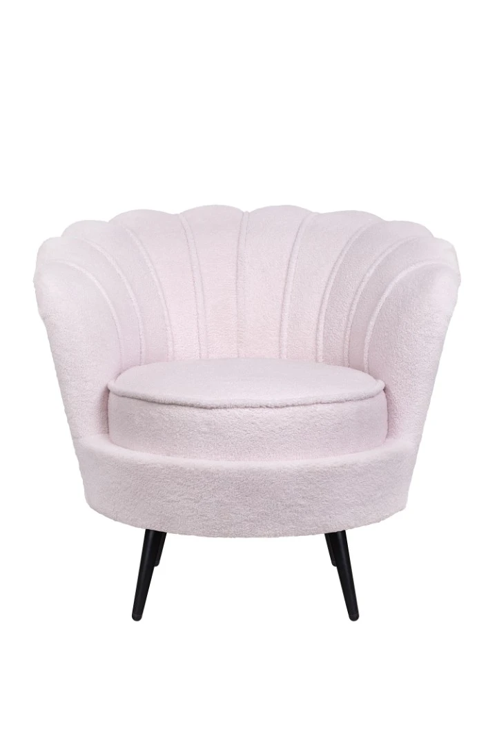 купить Низкое кресло ракушка Pearl Pink Boucle на черных ножках в интернет-магазине в Санкт-Петербурге