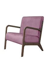 фото Низкое кресло с деревянными подлокотниками Mody Pink розовый в интерьере в Санкт-Петербурге