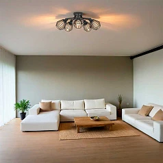 31532 Люстра TARBES, 5x60W(E27), сталь, черный в интерьере в Санкт-Петербурге