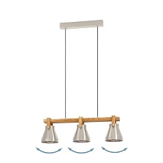 стильные 43952 Люстра CAWTON, 3X40W (E27), L760, B160, H1100, сталь, дерево, коричневый в Санкт-Петербурге