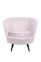 Низкое кресло ракушка Pearl Pink Boucle на черных ножках в Санкт-Петербурге