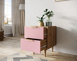Тумбочка с двумя ящиками "Line" LN07/GR1/pink в Санкт-Петербурге