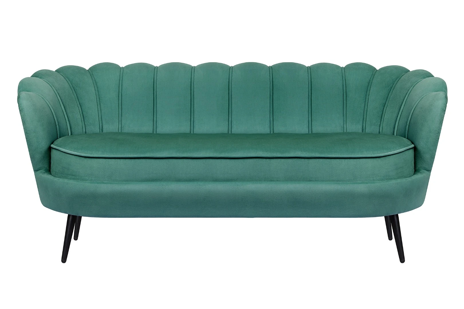 красивый Диван ракушка для гостиниц Pearl Triple Green V2 на черных ножках на заказ в Санкт-Петербурге