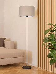 купить 900862 Торшер с ножным выключателем FENIGLIA, 1X40W (E27), H1510, сталь, черный / текстиль, лен, беж в Санкт-Петербурге