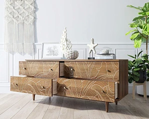 красивый Комод "Boho" 4 ящика джангл арт BH09 в Санкт-Петербурге