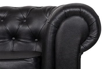 купить стильный Диван из черной кожи Chesterfield Black Leather 2S в Санкт-Петербурге