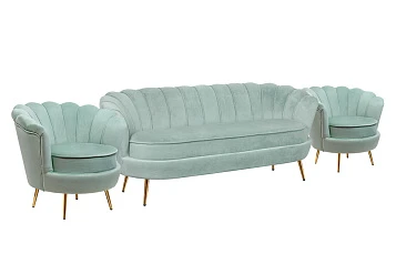 Комплект кресел и дивана ракушка Pearl Triple Green в Санкт-Петербурге