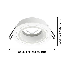 фото 900816 Встраиваемый светильник CAROSSO, 35W (GU10), ?93, алюминий, белый в Санкт-Петербурге