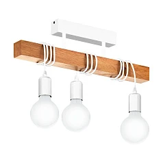 фото 33166 Потолочный светильник TOWNSHEND, 3х60W (E27), L550, B105, H265, сталь, белый/дерево, коричневы в интерьере в Санкт-Петербурге