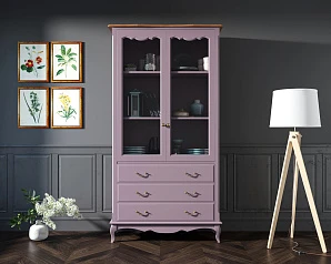 купить стильный Шкаф "Leontina Lavanda" для посуды высокий 3 ящика арт ST9355/3L в интернет-магазине в Санкт-Петербурге